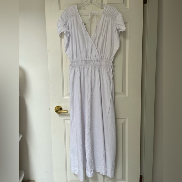 NWT ZARA White Cotton Midi Dress with Tie-Back M - Picture 9 of 15
